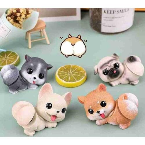 Mini 3D Car Dashboard Toys Car Ornament Nodding Dog Huskie Shaking Head Bobblehead Puppy Auto Accessory Interior Decoration Gift