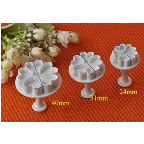 Set of 3pcs 5 Petals Heart Shape Plunger Cutter cake decorating fondant embossing tool