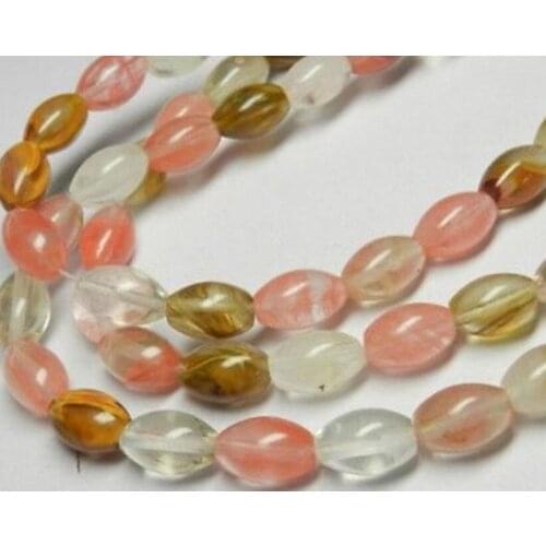 Charming 8x12mm Watermelon Tourmaline Loose Rice Shape Beads DIY Women Manual Jewelry Making Wholesale and Retail 15inch