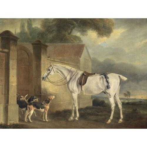 Hunter and Spaniels Horse Dog in landscape print art painting -wholesale oil painting replica -free shipping cost