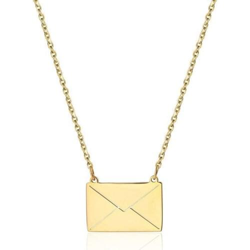 RIR Gold Envelope Pendant Necklace In Stainless Steel Women Minimalist Jewelry Necklaces Email Envelope Jewellery