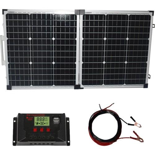 Portable A Quality Folding Solar Panel 100W(2PCS 50W) For 12V 18V Battery Charge