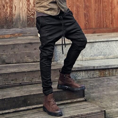 Casual Men Harem Pants Autumn Spring Loose Pants Trousers Drawstring Sashes Male Pants Cotton Blend Long Pants
