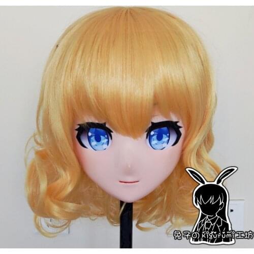 R-Mask 10) BJD Crossdresser Doll Silicone Cosplay Mask Full Head Girl Resin Anime Touhou Project Alice Kigurumi Cosplay Mask
