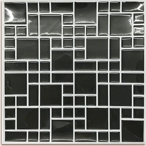10pcs Backsplash self-adhesive mosaic wall tile sticker DIY bathroom-kitchen-home decoration vinyl decorative black marble