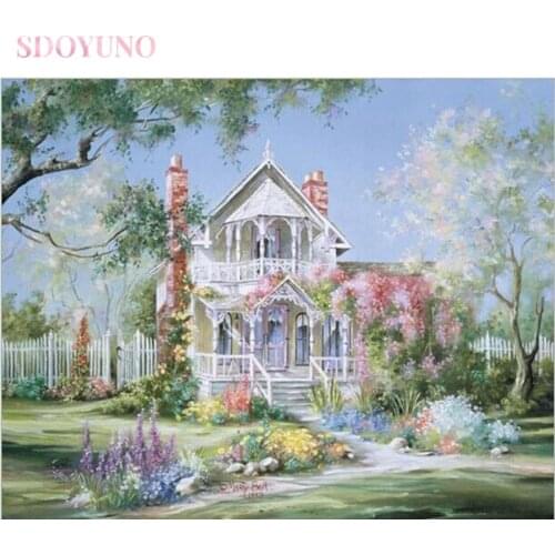 SDOYUNO frame DIY painting by numbers kits for adults European pastoral HandPainted acrylic paint set Unique Gift For Home Decor
