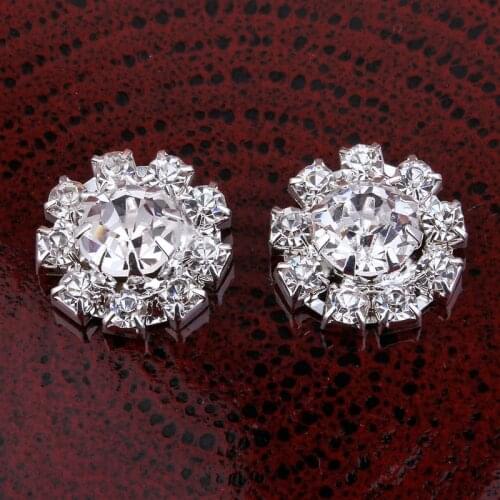 10pcs/lot 15MM 2Color Newborn Silver Sparkly Rhinestone Button For Wedding Crown Artificial Alloy Button For DIY Flower Headwear