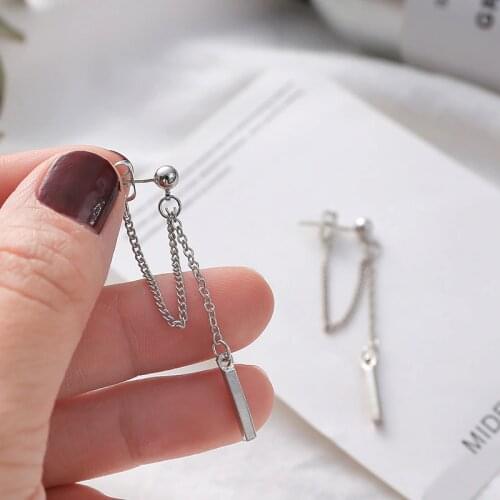 Fashion Punk stud earrings long Chain tassel eardrop temperament personality punk stud earrings minimalist style Jewelry Making