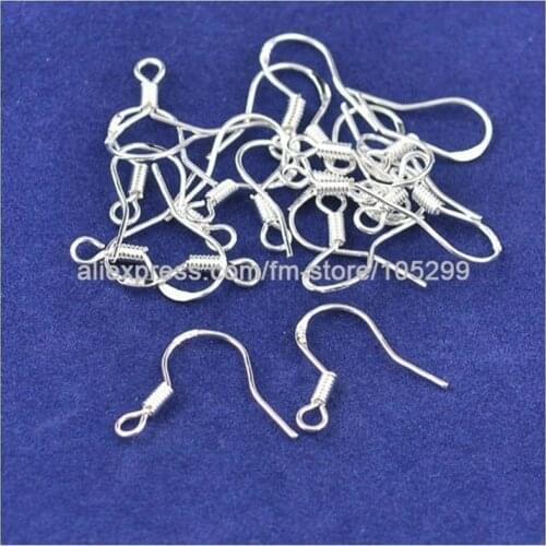200PCS Making DIY Design jewelry findings silver hook earrings 15mm 925 Sterling Silver hooks earrings Silver
