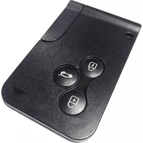 Replacement 3 Button Smart Card For Renault Clio Logan Megane 2 3 Koleos Scenic Card Case Black Car Key Fob Shell With Small Key