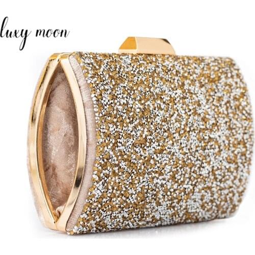 Wedding Clutch Purse Diamond Sequin Evening Bag for Women Luxury Design Party Handbag Gold Silver Chain Shoulder Bag ZD1919