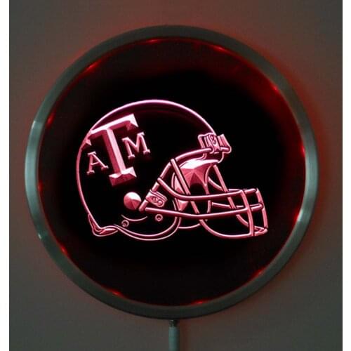 Rs-0109 Texas A&M Aggies LED Neon Round Signs 25cm/ 10 Inch - Bar Sign with RGB Multi-Color Remote Wireless Control Function