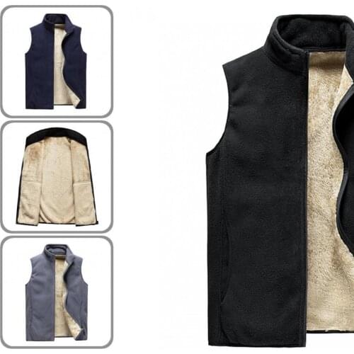 Loose Great Zipper Fly Cardigan Autumn Vest Warm Men Vest Skin-friendly for Outdoor