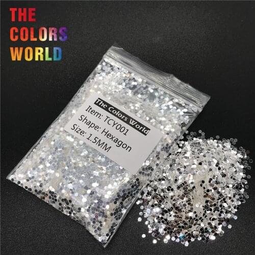 TCY001 Shinning White With Silver Color Hexagon Shape Nail Glitter Nail Art Decoration Nail Gel Face Glitter Makeup Henna DIY