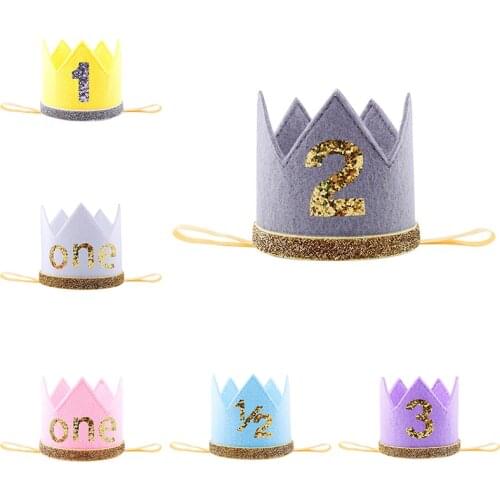 Birthday Party Decorations Kids Baby 1 2 3 Year Old Birthday Balloons Baby Shower Boy Girl 1st Birthday Party Crown Hat