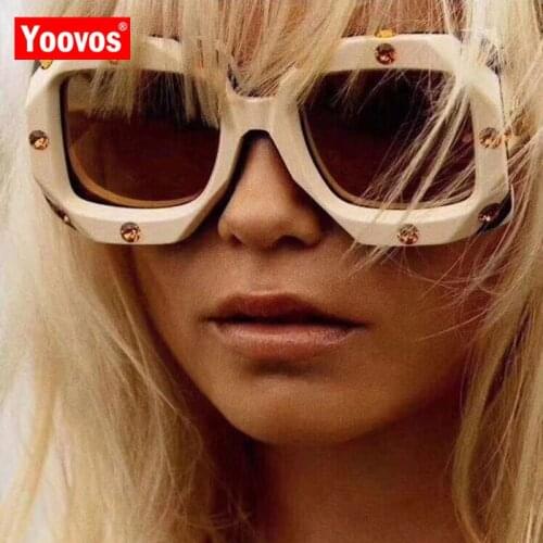 Yoovos Diamond Oversized Women Sunglasse 2021 Big Frame Square Sunglasses Vintage Luxury Brand Design Oculos De Sol Feminino