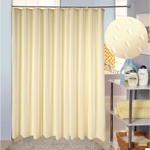 Beige and White Shower Curtain with Grommet Thick Polyester Fabric Jacquard Waterproof Hotel Bathroom Decor Wholesale 180x180 cm