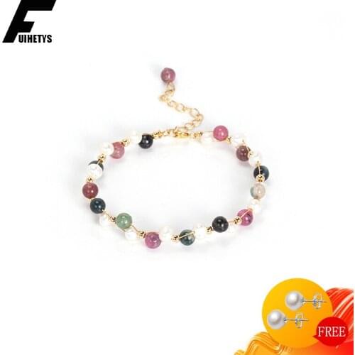 Fashion Pearl Bracelet 925 Silver Jewelry with Created Crystal Gemstone Hand Accessories for Women Wedding Birthday Party Gifts