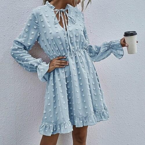 Hirigin Women Sweet Girls Lace Up V-Neck Loose Elegant Sundress Eveing Party Clubwear 2021 A-line Vacation Beach Mini Dresses
