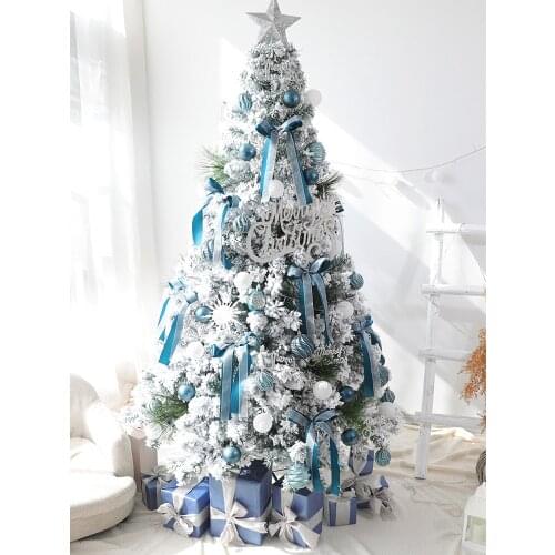 Zq Blue Christmas Tree Set 1.5/1.8/2.1/3 M 4 Encryption Large Christmas Scene Decoration