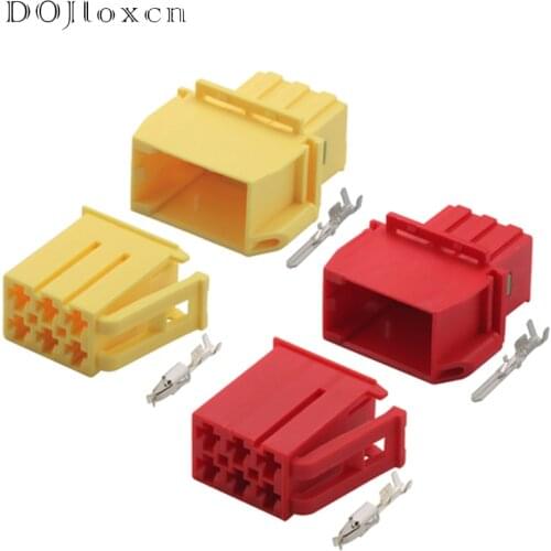 1/5/10/20/50 Sets 6 Pin Automotive Plug Yellow Red Male Female Wiring Connector DJ70610A-2.8-11 DJ70610A-2.8-21 With Terminal