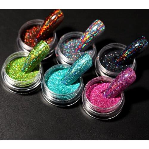 1 Box Hot Sale Holographics Nail Powders Laser Shiny Nail Glitters Dust Decorations For Nail Art Chrome Pigment DIY Accessories
