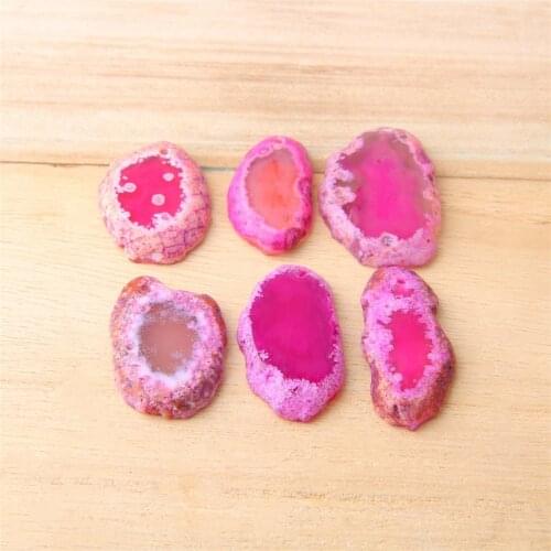 1 Piece Natural Agates Slice Geode 20-21*34-45 mm Irregular Fuchsia Druzy Agates Slab Pendant Mineral Gemstone Agates Charm