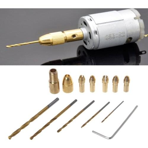 12Pcs 0.5-3mm Electric Hand Press Drilling Micro Twist Drill Bit Chuck Set Tool