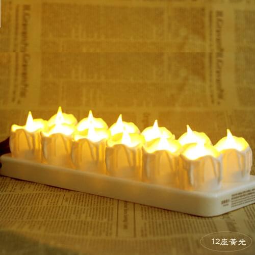 12 Pieces White Light LED Rechargeable LED Tealight Candles,Flameless Battery Powered Reusable Christmas Decoration Candles