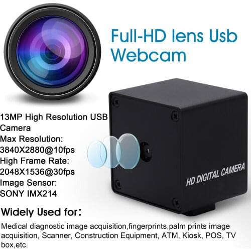 13MP MJPEG 10fps 3840x2880 Sony IMX214 Autofocus USB Camera with 42*42*36mm mini case