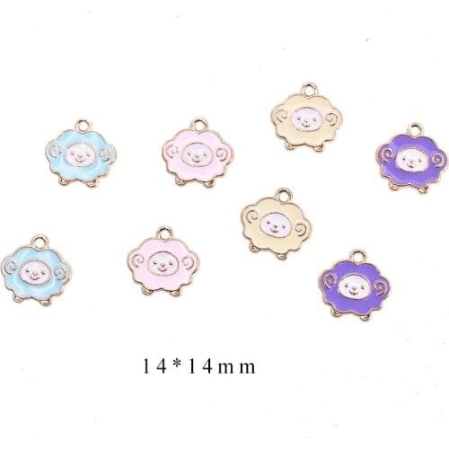 20pcs/Lot Diy 14*14mm Sheep Handmade Oil Enamel Charms Design for Jewelry Making Earring Bracelet or Necklace