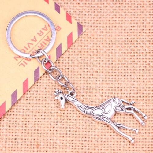 20pcs New Fashion Keychain 53*23 mm giraffe deer Pendants DIY Men Jewelry Car Key Chain Ring Holder Souvenir For Gift