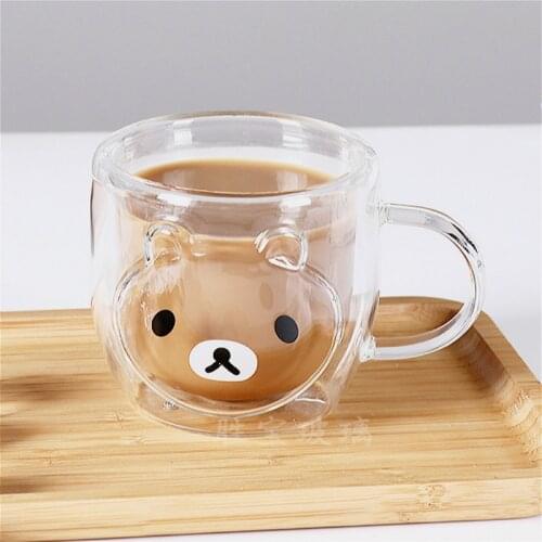 250ml creative bear milk breakfast mug Cute double coffee mug Cup with handle European double juice cup Birthday gift