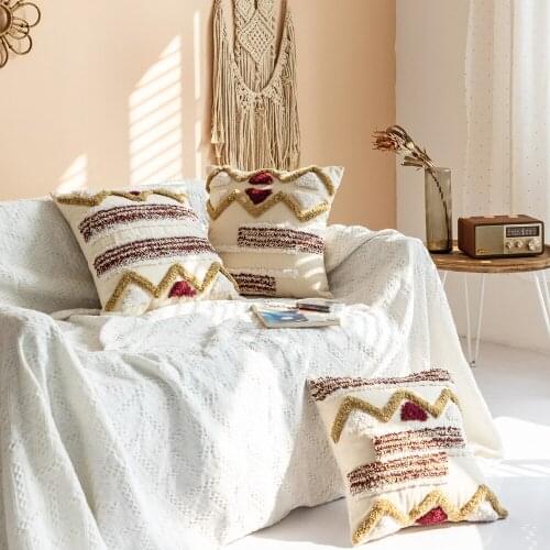 45x45cm Embroidered tufted Pillowcase Pink Cushion Cover Throw Pillow Case Home Sofa Bed Chair Decoration 17.72x 17.72inch