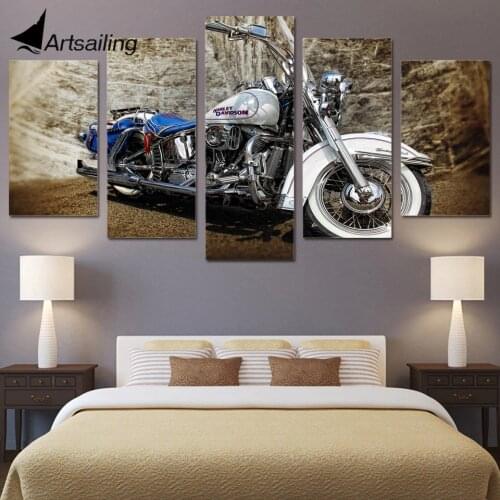 5 panel canvas HD Printed Beautiful Motorcycle Painting childrens room decor print poster picture canvas Free shipping/ny-4108