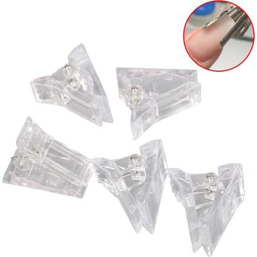5Pcs Plastic Transparent Gel Quick Building Nail Tips Clips Fingernail Extension UV LED Builder Clamps Nail Art Tool
