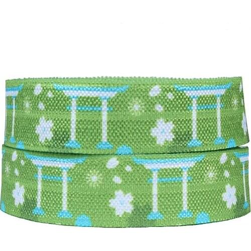 50 yards/lot) Wholesale heat transfer printed flower foe elastic ribbon for hair ties