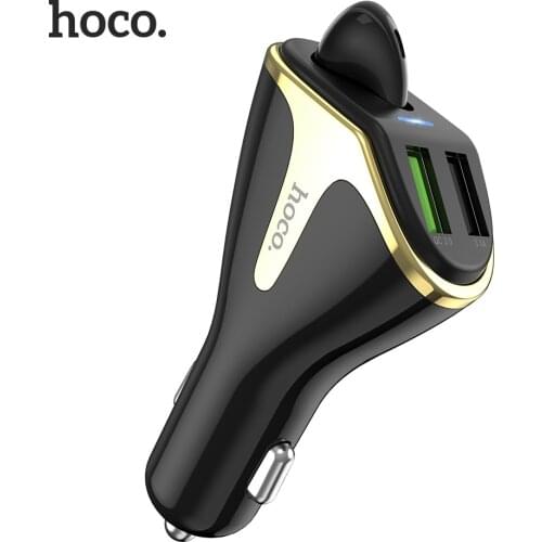 HOCO 2in1 QC3.0 Dual USB 3.1A Fast Car Charger Adapter with Bluetooth wireless Headset Hands Free Mic Answer Call for Xiaomi