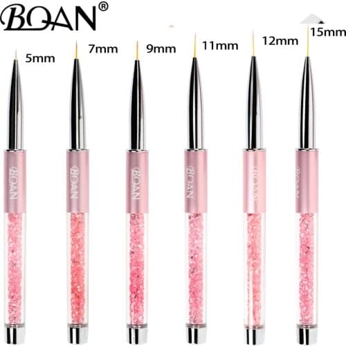 BQAN 5/7/9/11/15mm Crystal Handle Liner Nail Art Gel Brush Nail Art Gel Brush Pen With Cap Nail Art Manicure Tools for UV Gel