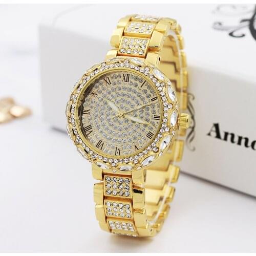 Hot Womens Bracelet Watches Women Watch Diamond Gold Watch Ladies Wrist Watches Luxury Brand Rhinestone Female Relogio Feminino