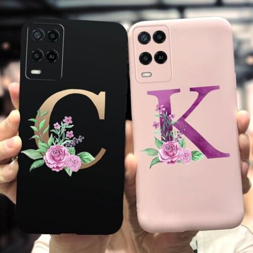 For OPPO A54 Case OPPO A54 5G Cover New Fashion Flower Letters Phone Back Cases For OPPOA54 A 54 A74 A94 4G 5G Coque Soft Fundas