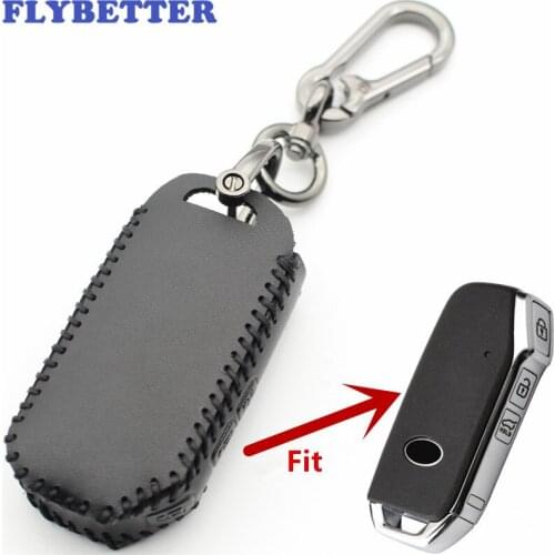FLYBETTER Genuine Leather 3Button Keyless Entry Smart Key Case Cover For Kia Sportage/Ceed/Sorento/Cerato/Forte L535