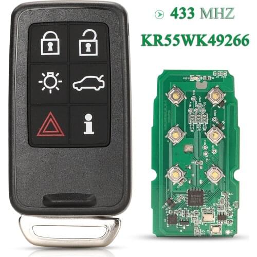 Bilchave 6 Buttons For VOLVO XC60 XC90 S90 S60 2009-2014 Fob Smart Remote Car Key 433Mhz KR55WK49266 Keyless Go