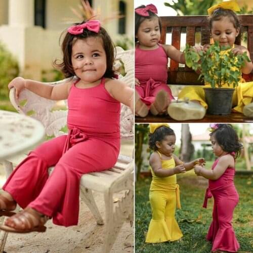 US Newborn Kid Baby Girl Ruffle Bib Pants Romper Overalls Cotton Outfits Clothes