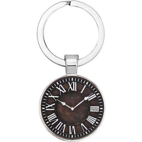 Wrought Iron Clock Key Chain Wall Clock Key Ring Watch Gift Retro Time Private Custom Friend Gift