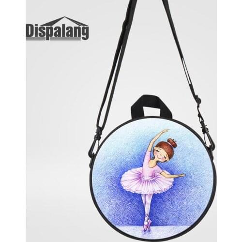 Dispalang Girl Lovely Ballet Printing Round Schoolbag Women Casual Round Messenger Bags For Traveling Toddler Crossbody Handbag