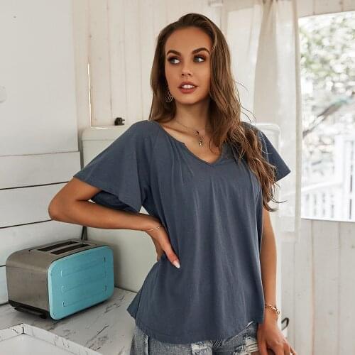 Summer European and American womens 2021 home casual style cotton top