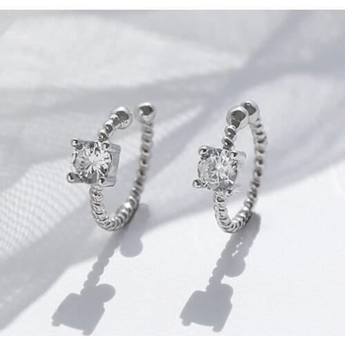 Luckydays Zircon Clip Earrings Circle For Women No Pierced Retro Korean Fashion New Trendy Hot Student Short Hair Jewelry