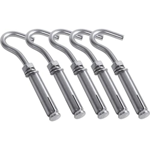 Pack of 5 M6 304 Stainless Steel Expansion Screw Open Cup Hook Archor Bolts