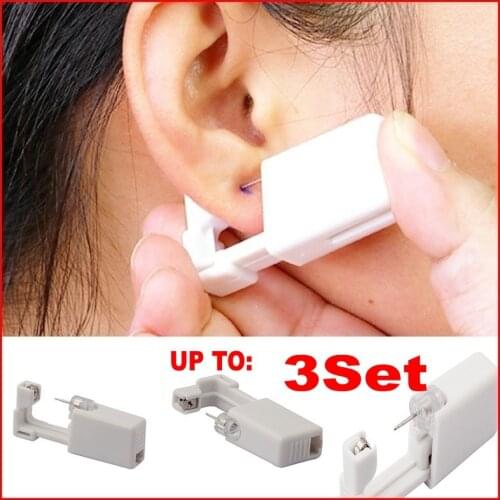 1-3pc Disposable Sterile Ear Piercing Unit Cartilage Tragus Helix Piercing Gun NO PAIN Piercer Tool Machine Kit Stud DIY Jewelry